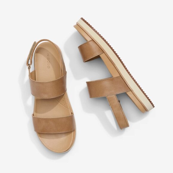 Nisolo Women's Leather Go-To Flatform Sandal 2.0 in Almond/Cream, size 9.5 - Picture 13 of 13